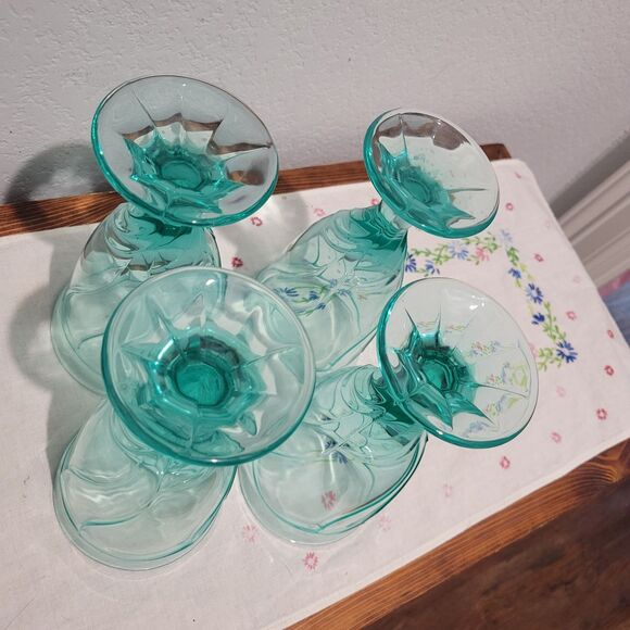 Vintage Noritake Sweet Swirl Aqua Ice Tea Glass Goblet Tumbler 8oz Set of 4 Cups - Picture 11 of 13